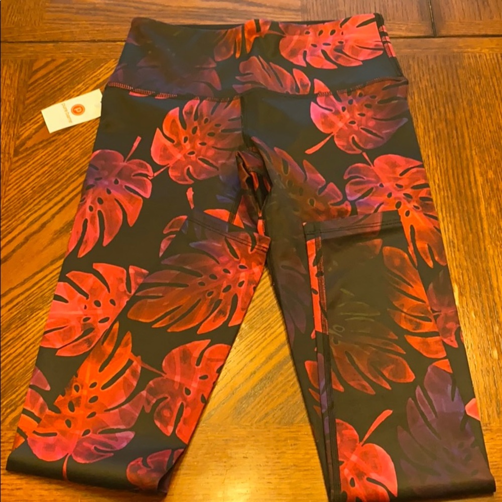 Floral Black and Red Women's Pants
